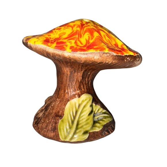 Treasure Craft Lava Mushroom Vintage Red Yellow Ceramic Mushroom salt shaker - Picture 1 of 7